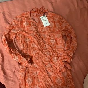 Long Embroidered Dress in Burnt Orange